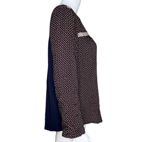 Skies are Blue Blouse Womens Small Petite Black Red Floral‎ Mix Pattern Bohemian - Picture 2 of 8